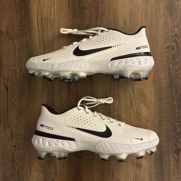 Nike Alpha Huarache Elite 3 Low MCS Men Size 13.5 White Black Baseball Cleats